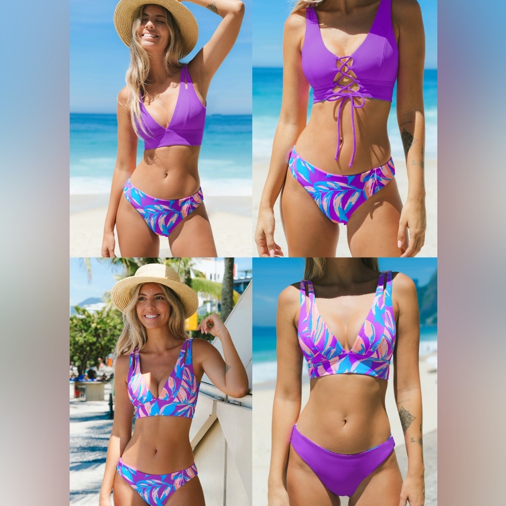 Cupshe Purple and Blue Bikini Set